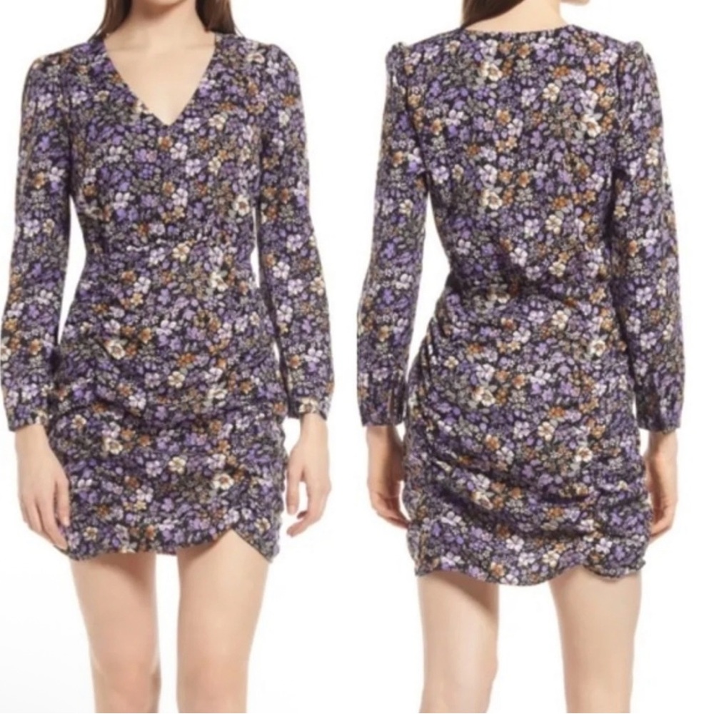 Vero Moda Isa Mini Dress Dainty Floral Black & Purple Cottagecore |Size M | NWOT